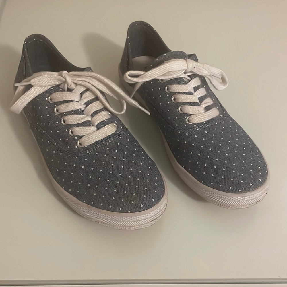 Mossimo Denim & White Polkadot Shoes Size 8
